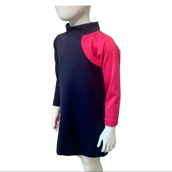 FLORENCE EISEMAN Ponte Knit Dress Navy & Pink Color Block Long Sleeve Size 4 - Picture 3 of 14